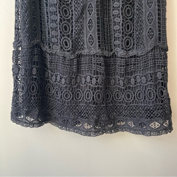 Anthropologie Maeve Women’s XS Elegant Black Crochet Midi Dress Cottagecore - Picture 8 of 10
